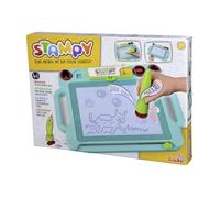 Simba Stampy 106334629 - Pizarra para colorear para niños, 41 x 29 cm, pizarra mágica magnética con bolígrafo de sonido, 4 sellos de animales con sonido, 3 tarjetas flash, pizarra magnética para niñas