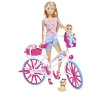 Simba- Steffi en su Bicicleta- Steffi de 29 cm en Bicicleta Sillita para Bebe, Perro, Cesta y Accesorios. A Partir de 3 años. (105739050)