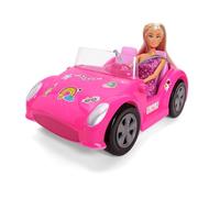 Simba Steffi Love Beach Car - Steffi en el Carrito de Playa con Arco de Pegatinas para Decorar, vehículo para muñecas de hasta 29 cm, Longitud 29 cm, vehículo de muñecas para niños a Partir de 3 años
