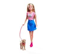 Simba Steffi Love Dog Fun - Muñeca de Moda con Perro y Correa, 29 cm, Paseo para Perros en Juego de rol para niños a Partir de 3 años