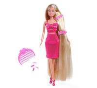Simba Steffi Love Dream Hair - Muñeco de Pelo Extra Largo con Pinzas para el Pelo y Peine, Vestido Rosa con Purpurina, 29 cm, para niños a Partir de 3 años