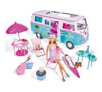 Simba Steffi Love Hawaii Camper, 105733523 - Muñeca de campistón Plegable, Incluye Cocina, Asiento, Cama, Mesa y Muchos Accesorios, Longitud: 51 cm, 29 cm, Adecuado para niños a Partir de 3 años