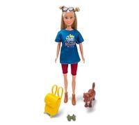 Simba Steffi Love Hiking - Muñeca al Aire Libre con Perro, Mochila, prismáticos y Gafas de Sol, Ropa de Senderismo y Accesorios, 29 cm, a Partir de 3 años