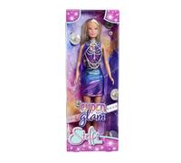 Simba Steffi Love Super Glam, Steffi en Vestido con Purpurina, con Accesorios para el Cuerpo, Clips para el Pelo, Pendientes y Bolso, muñeca de 29 cm, a Partir de 3 años