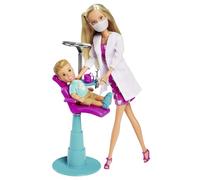 Simba Toys - Muñeca Steffi Love Dentista y Timmy como Paciente, con Silla y Accesorios dentales, 12 cm y 29 cm, para niños a Partir de 3 años