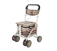 SiMbae Carro de compras plegable, 4 ruedas Medical Walking Aids Drive Rollator Walker Marco de aleación de aluminio de calidad ligera, utilizado para personas mayores que caminan,Blanco