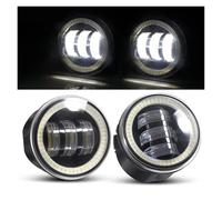 SIMBAE Luces antiniebla 2 X Luz Antiniebla Para LED Ojo De Ángel Para Nissan Para Tiida Para Patrol Para Versa Para Evalia Lafesta Lente Coche DRL Lámpara Diurna 30W H11 12V(Yellow and Yellow)