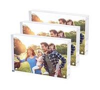 SimbaLux Marco Fotográfico Acrílico Magnético 10,2x15,2 cm (Paquete de 3), Transparente como el Cristal, Doble Cara Sin Marco para Exhibición, Autoportante, Fácil de Cambiar