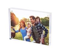 SimbaLux Marco magnético acrílico para fotos de 24 mm de grosor con protección UV (paquete de 1) vidrio transparente, pantalla flotante de escritorio sin marco de doble cara, de pie, 20% más grueso