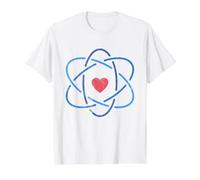 Símbolo atómico con corazón - Profesor científico Amante de la Ciencia Camiseta gráfica económica, Hombre, Blanco, S