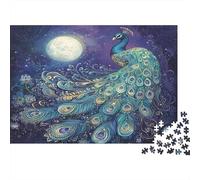 Símbolo Celestial de Mandala: Luna Pavo Real Rompecabezas Puzzle,1000pcs (75x50cm) Adulto Juego EduGatoivo Decoración del Hogar