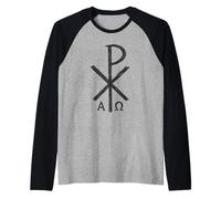 Símbolo Chi Rho de la Iglesia Primitiva - Cristograma Camiseta Manga Raglan