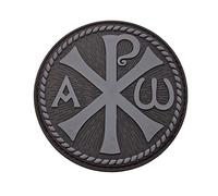 Símbolo Chi Rho Jesucristo Parche Táctico PVC compatible con Velcro para Mochilas Parches de Moral,Parches para Gorras,Parches Cristianos (Blackout Subdued) parches mochila militar hook
