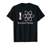 Símbolo de átomo, corazón y modelo Rutherford "I LOVE NUCLEAR POWER" Camiseta