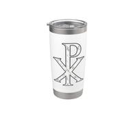 Símbolo de Chi Rho católico ortodoxo de la Iglesia Primitiva Vaso térmico de acero inoxidable de doble pared