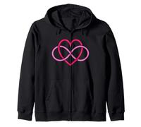 Símbolo de corazón Infinito en Rosa y Rojo, diseño de Amor Eterno Sudadera con Capucha