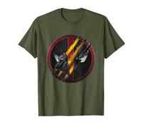 Símbolo de Deadpool y Wolverine Destruido Camiseta, Hombre, Verde Oliva, XXL