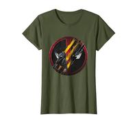 Símbolo de Deadpool y Wolverine Destruido Camiseta, Mujer, Verde Oliva, M