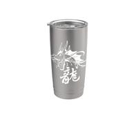 Símbolo de dragón/caligrafía mítica china dragón tai chi Vaso térmico de acero inoxidable de doble pared