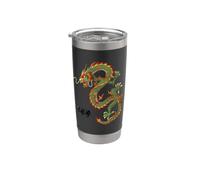 Símbolo de dragón con caligrafía mítica china con diseño de tai chi Vaso térmico de acero inoxidable de doble pared