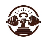 Símbolo de fuerza que presenta un puño cerrado que sostiene una barra dentro de un círculo que simboliza la salud y el poder. Calcomanías de pared de PVC 42x46.8cm Decoración de carrocerías Café