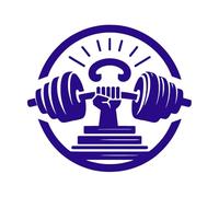 Símbolo de fuerza que presenta un puño cerrado que sostiene una barra dentro de un círculo que simboliza la salud y el poder. Calcomanías de pared de PVC 54.6x60.8cm Vinilos para ventanas Azul oscuro