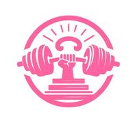 Símbolo de fuerza que presenta un puño cerrado que sostiene una barra dentro de un círculo que simboliza la salud y el poder. Calcomanías de pared de PVC 67.2x74.9cm Pegatinas para vidrio Rosa