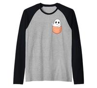 Símbolo de la Paz con Forma de Fantasma Espeluznante en mi Bolsillo para Halloween Camiseta Manga Raglan