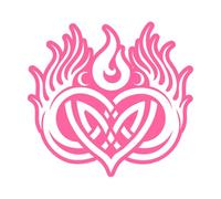 símbolo de llamas gemelas Decoración de vinilo para pared 54.6x58.2cm Pegatinas para vidrio Rosa