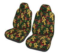 Símbolo De Los Dioses Egipcios Ankh Rojo Y Verde Fundas para Asientos De Coches Antideslizante Protector De Asiento Suave Juegos De Cubreasientos para Furgoneta Camión Automóvil 2 Piezas