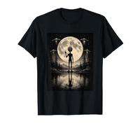 Símbolo de Paz alienígena Vintage a la luz de la Luna, Divertido Encuentro Nocturno Camiseta