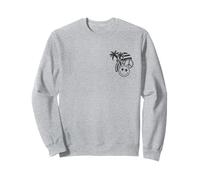 Símbolo de paz retro con estampado de ojos de estrella y cara feliz en el bolsillo, diseño de palmeras Sudadera