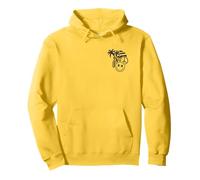Símbolo de paz retro con estampado de ojos de estrella y cara feliz en el bolsillo, diseño de palmeras Sudadera con Capucha