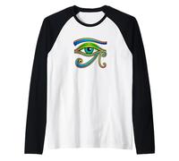 Símbolo de protección del Dios Egipcio Antiguo el Ojo de Horus Camiseta Manga Raglan