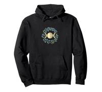 Símbolo de triple diosa con flores de luna triple Sudadera con Capucha