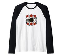 Símbolo de triple diosa de rosas de luna oscura Camiseta Manga Raglan