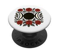 Símbolo de triple diosa de rosas de luna oscura PopSockets PopGrip Adhesivo