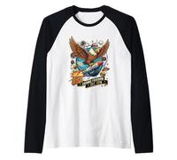 Símbolo del águila patriótica Estadounidense en un Cohete es Camiseta Manga Raglan