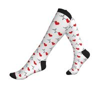 Símbolo Del Latido Del Corazón Calcetines Altos Largos 50Cm Elástico Calcetines De Viaje Vuelos Socks Para Senderismo Ciclismo Recuperación