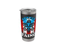 Símbolo Del Sol Taino Círculo Coqui Bandera De Puerto Rico Vaso térmico de acero inoxidable de doble pared