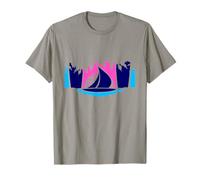 Símbolo fresco del atardecer de la noche del mar del sur palmeras Camiseta