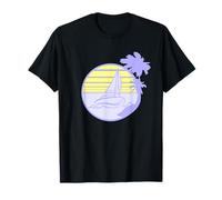 Símbolo fresco del atardecer de la noche del mar del sur palmeras Camiseta