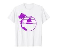 Símbolo fresco del atardecer de la noche del mar del sur palmeras Camiseta