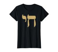 SÍMBOLO Hebreo Chai SÍMBOLO JUDÍO para Vivir Camiseta gráfica económica, Mujer, Negro, XS