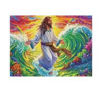 Símbolo Milagro del mar de Jesús Puzzles 500 Piezas Decorativo Coleccionable Tiempo Feliz Obra De Arte Rompecabezas Familiar para Adultos Desafío Avanzado DIY Creativo 500 PCS