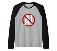 Símbolo Minimalista Anti-IA con estética audaz de protesta Camiseta Manga Raglan