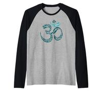 Símbolo OM con palabras de meditación, yoga y atención plena en el interior Camiseta Manga Raglan