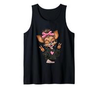 Símbolo Pop Divertido con diseño Pop de niña Chihuahua guiñando un Ojo, Doble Camiseta sin Mangas