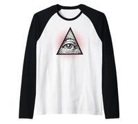 Símbolo Secreto Illuminati de la pirámide mística del Ojo Que Todo lo ve Camiseta Manga Raglan