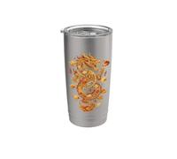 Símbolo tradicional del dragón chino del arte de poder y fuerza Vaso térmico de acero inoxidable de doble pared